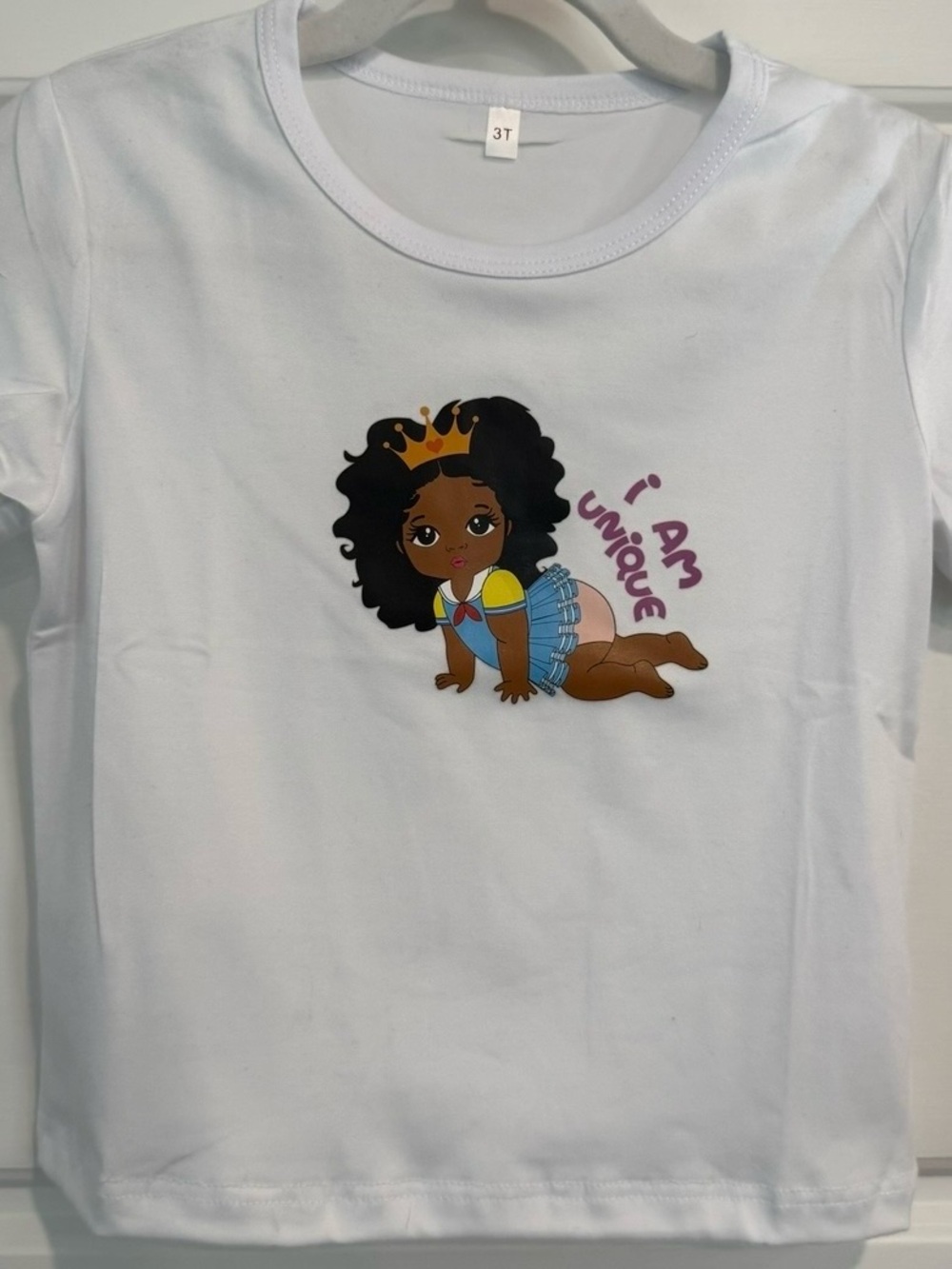 Girls “I Am Unique” Princess Graphic Tee Size 3T NWOT